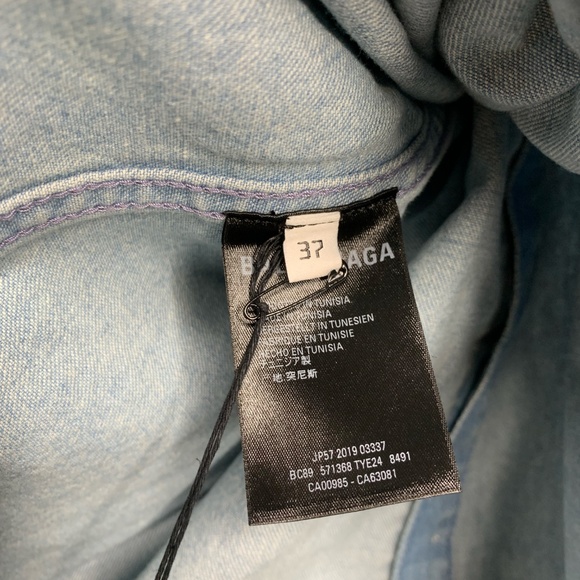 Balenciaga Logo Light Blue Denim Shirt - Picture 7 of 10
